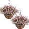 2 Sets Artificial Lavender with Hanging Basket – Faux Flowers for Porch & Garden Decor